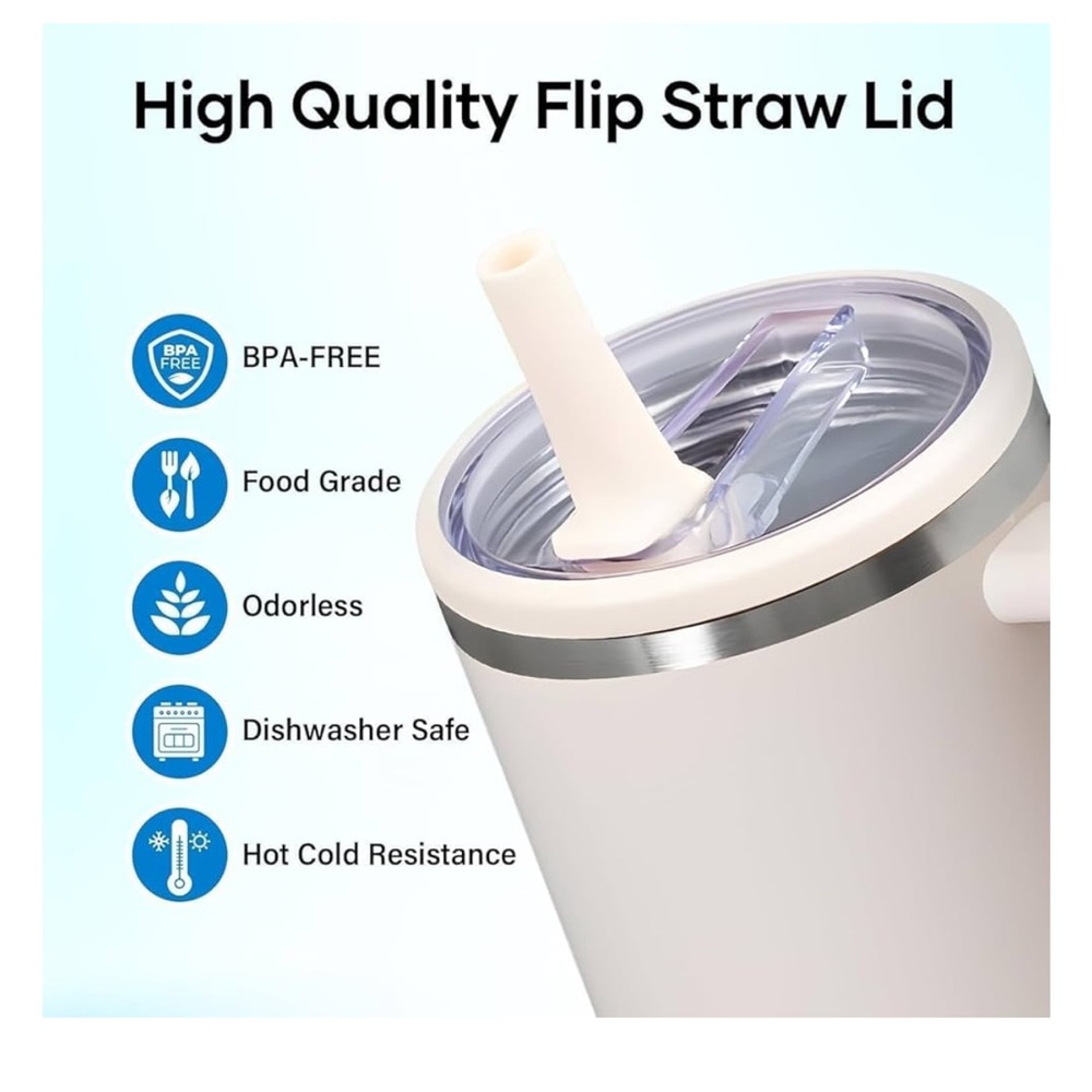 40 OZ Tumbler Lids Replacement pink for Stanley Quencher, 2 Straws new - Picture 2 of 8